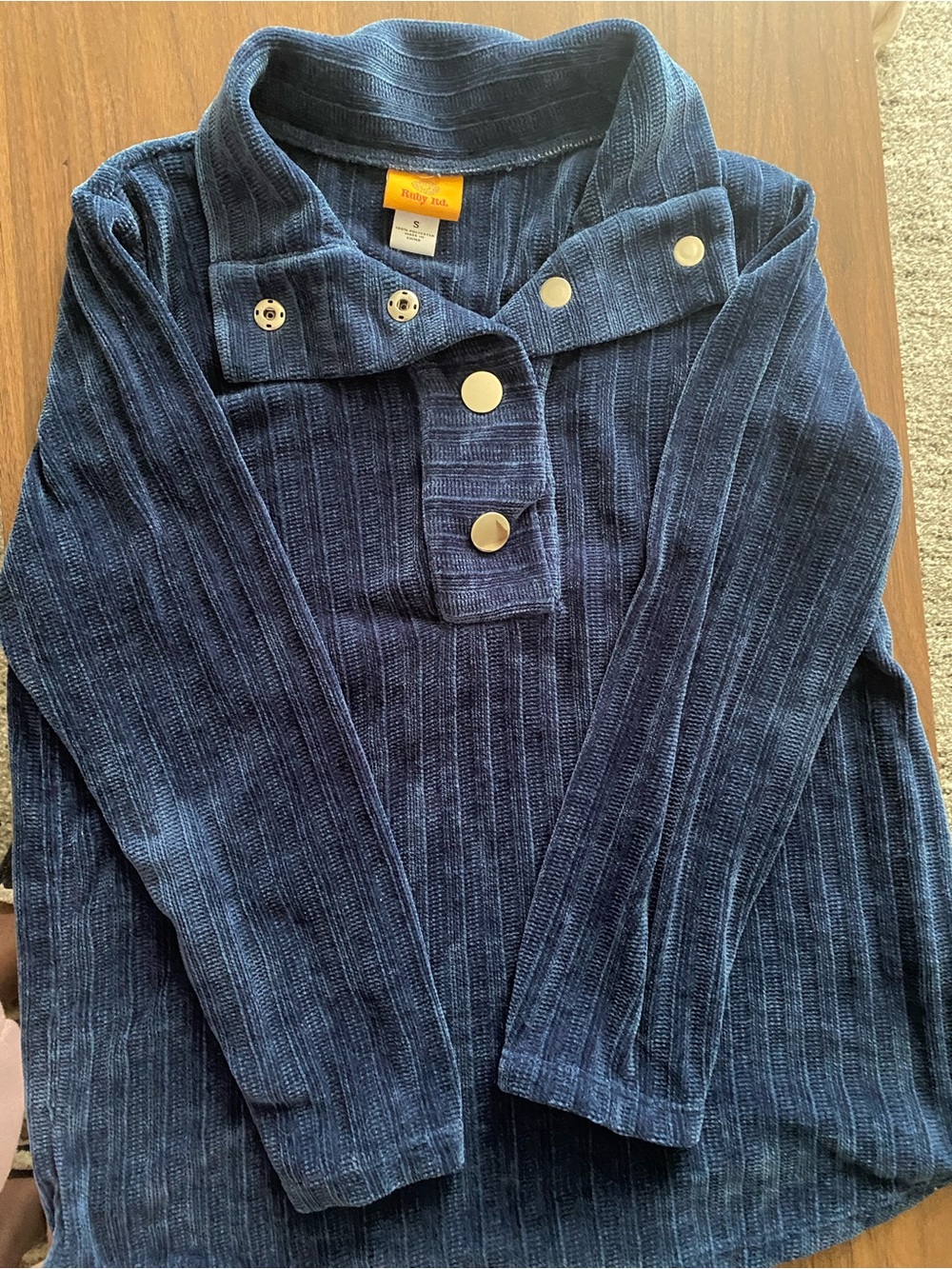Ruby Rd. Navy Blue Corded Snap-Front Jacket - Picture 2 of 5